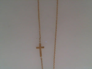 Anzie 14k yellow gold Love Letter Cross necklace 15/16"