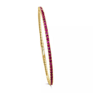 Sabrina 14k yellow gold red ruby eternity flex bracelet 3.00tw