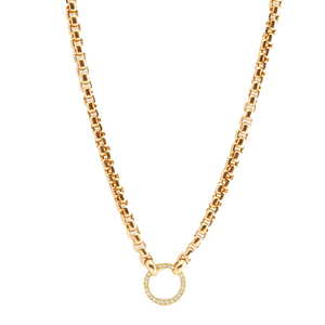 Jenna Blake 18k Gold Box Chain with Diamond Round Clasp