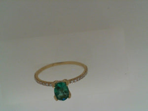 RGE 14k yellow gold oval shaped emerald ring with diamonds .40tw