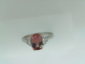 RGE 18k white and rose gold ring with cushion cut no heat fancy color