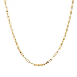 Three Stories 14k yellow gold diamond cut paperclip chain 16"