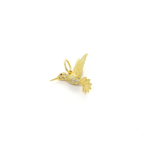Jenna Blake 18k Gold Diamond and Ruby Hummingbird Pendant