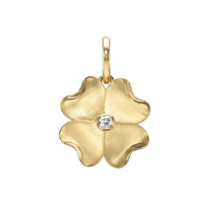 Single Stone 18k Gold Fortuna Small Flower Pendant with Diamond