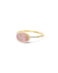 Nanis 18k yellow gold strawberry quartz and diamond boule ring