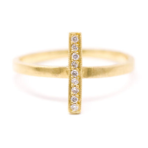 Jennifer Dawes 18k yellow gold diamond straight line ring