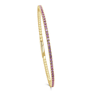 Sabrina 14k yellow gold  eternity Pink Sapphire Flex bracelet 1.98tw