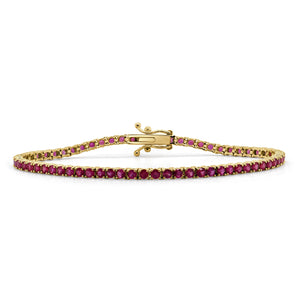 Sabrina 14k yellow gold Ruby eternity flex bracelet 2.53tw