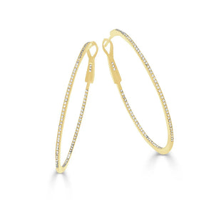 Sabrina 14k yellow gold skinny diamond Hoop earrings