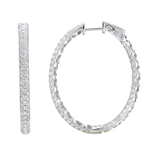 Sabrina Designs  14k white gold round diamond oval hoop earrings