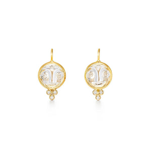 Temple St Clair 18k yellow gold crystal moonface leverback drop earrings