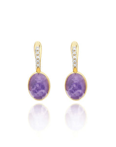 Nanis 18k yellow gold small Lepidolite and diamond cherry drop earrings