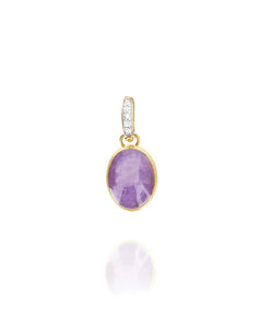 Nanis 18k yellow gold small Lepidolite and diamond cherry pendant