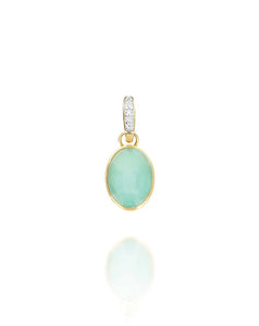 Nanis 18k yellow gold small jadeite and diamond cherry pendant