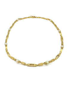 Howl 18k yellow gold Addai asymmetrical Pearl necklace with ruby clasp