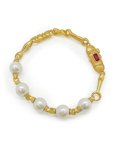 Howl 18k yellow gold Rami  pearl bracelet with Ruby clasp