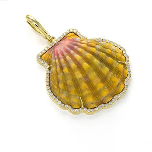 Jenna Blake 18k Gold and Diamond Frame Shell Pendant