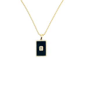 Sabrina Designs Co. 14k yellow gold black onyx, diamond pendant and bead necklace