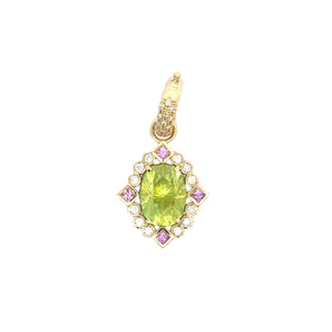 Erica Courtney 18k yellow gold Sphene and pink sapphire pendant