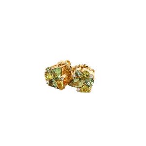 Erica Courtney 18k yellow gold  multi color sapphire and diamond stud