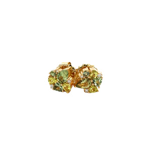 Erica Courtney 18k yellow gold  multi color sapphire and diamond stud