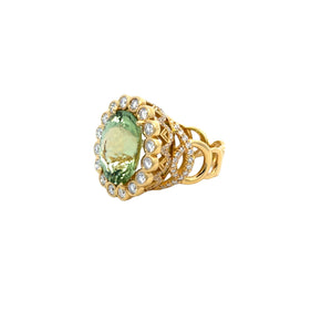 Erica Courtney 18k yellow gold Easter egg Lime tourmaline ring  10.09t