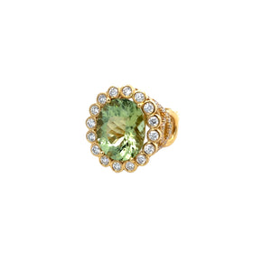 Erica Courtney 18k yellow gold Easter egg Lime tourmaline ring  10.09t