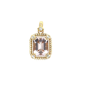 Erica Courtney 18k yellow gold Emani Morganite and diamond  pendant 13