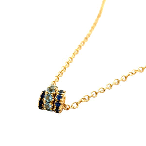 Spinelli Kilcollin 18k yellow gold Vesta chain with 3  multi color blue sapphire annulets