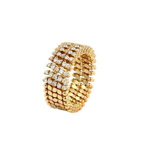 Serafino Consoli 18k yellow gold 5 row white diamond half expandable ring bracelet