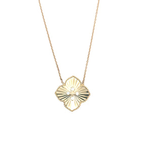 Sabrina 14k yellow gold fluted flower swirl necklace 16/18"