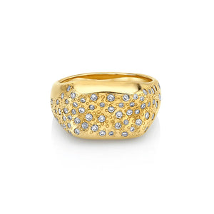 Logan Hollowell 18k yellow gold pave diamond Oracle ring with diamond