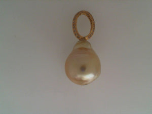 Just Jules 14k yellow gold large gold South Sea pearl pendant