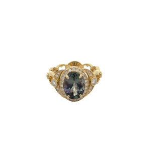 Erica Courtney 18k yellow gold Eva diamond and tanzanite ring