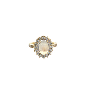 Erica Courtney 18k yellow gold Marrianne oval cabochon Moonstone ring