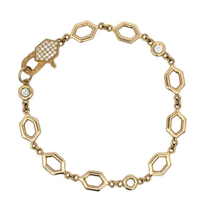 Erica Courtney 18k Gold Bezel Set Diamond & Hexagon Bracelet