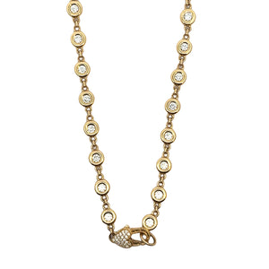 Erica Courtney 18k yellow gold diamond bezel set necklace with diamond