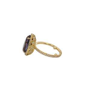 Erica Courtney 18k yellow gold Emani diamond and Zoisite ring 5.96tw