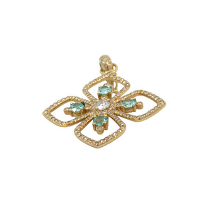 Erica Courtney 18k yellow gold  Maltese Open Cross charm featuring Paraiba tourmalines and diamonds