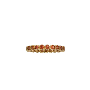 Erica Courtney 18k yellow gold bezel set orange sapphire band .92tw