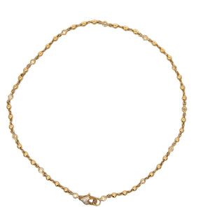 Erica Courtney 18k yellow gold bezel diamond and ball chain with diamond heart clasp