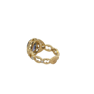 Erica Courtney 18k yellow gold Eva diamond and tanzanite ring