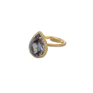 Erica Courtney 18k yellow gold Emani diamond and Zoisite ring 5.96tw